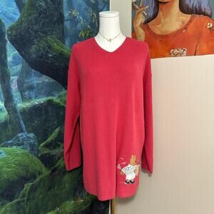 vintage disney winnie the pooh red knit sweater embroidered cartoon cozy